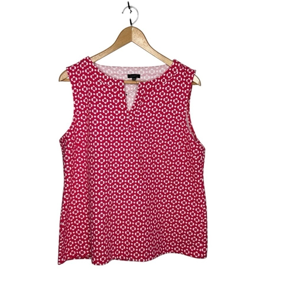 New Talbots Pink & White Geo Ottoman Sleeveless Top Large BNWOT - Picture 2 of 5